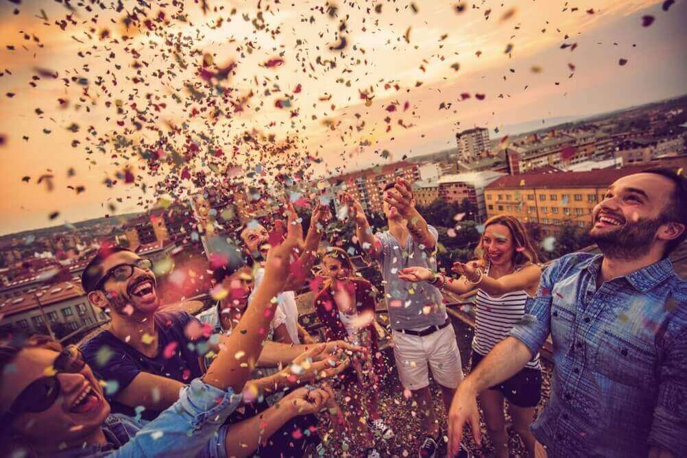Happy People Celebrating Confetti 