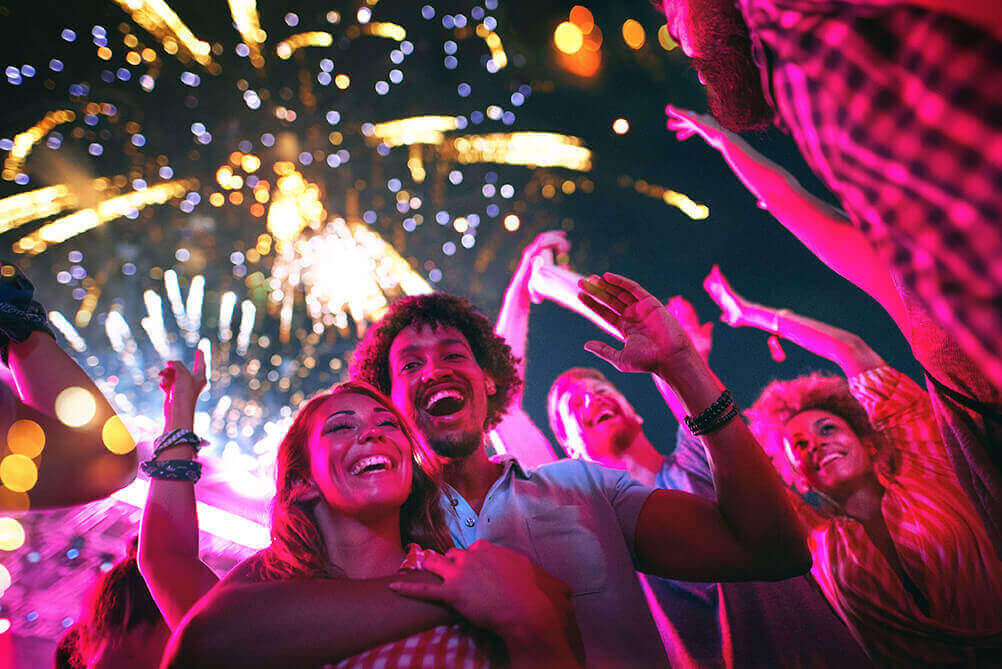 New Year's Eve traditions and superstitions from around the world People celebrating New Year and fireworks