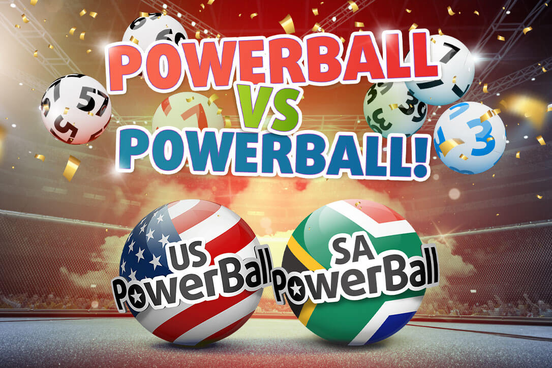 PowerBall vs PowerBall An image depicting a boxing fight US PowerBall and SA PowerBall