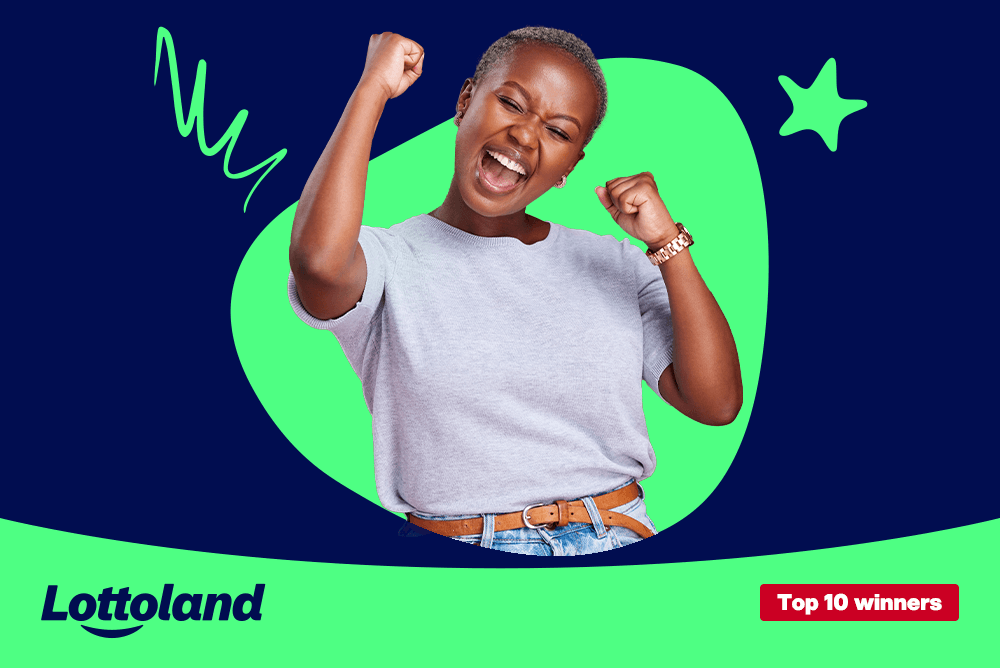 Biggest South African Lotto Winners A woiman celebrating having read all about the Biggest South African Lotto Winners