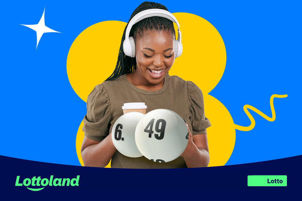 A woman, happily looking at her phone and reading about how to bet on the german lotto from south africa
