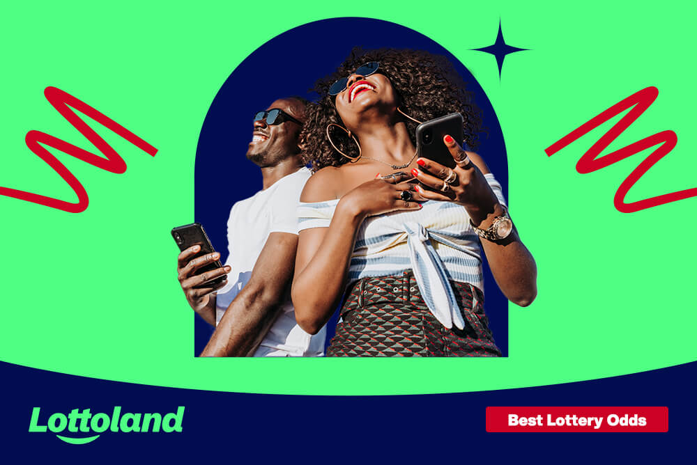 Which lottery is easiest to win two friends with phones in their hands, laughing after reading about which lottery is easiest to win