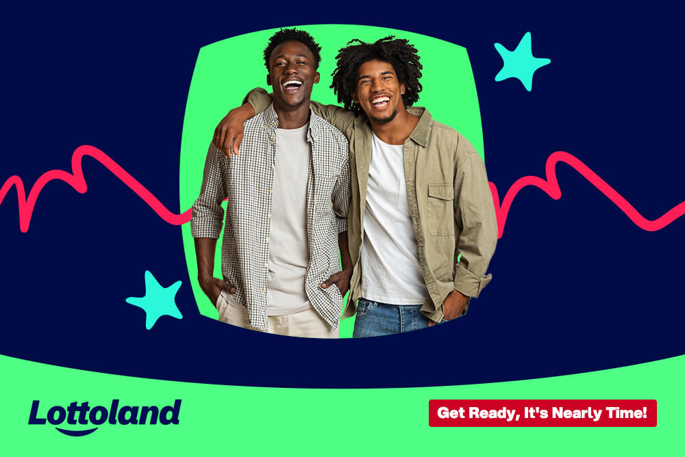 two men, with arms over each others shoulders, asking when is the next euromillions superdraw.