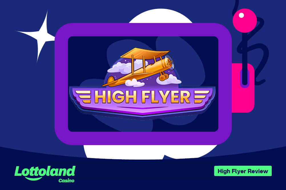 The High Flyer game logo on a Lottoland branded background