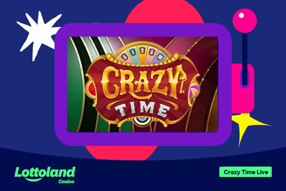 The Crazy Time logo on a Lottoland branded background