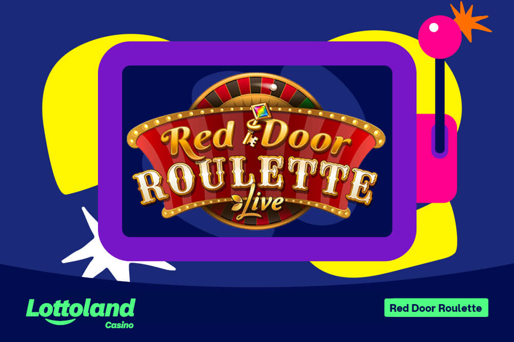 Red Door Roulette's logo on a lottoland-branded background