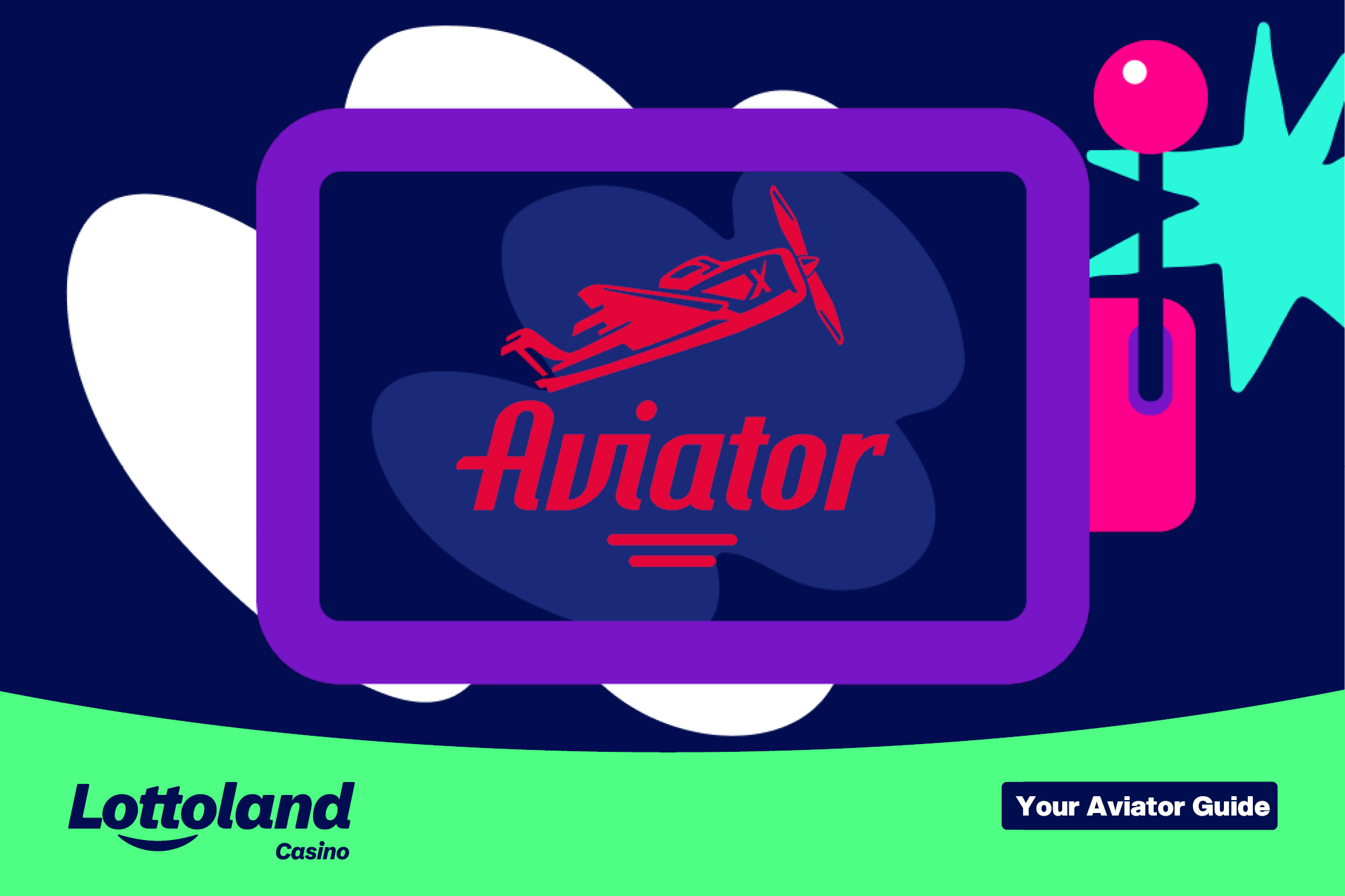 The logo of the Aviator game on a Lottoland branded background